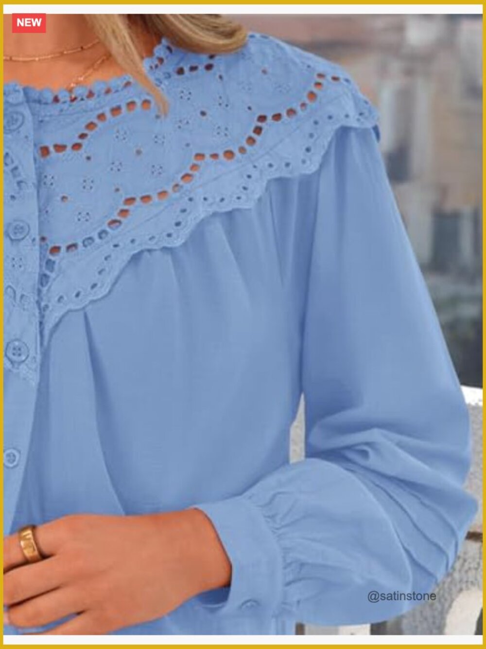 Lace Crochet Button Down Long Puff Sleeve Babydoll Top Blouse Boho - Picture 4 of 7